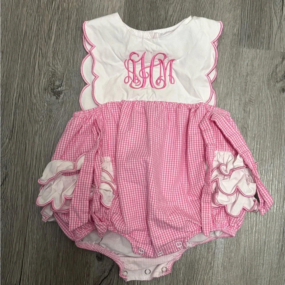 Charming Pink Gingham Diaper Cover with Ruffles